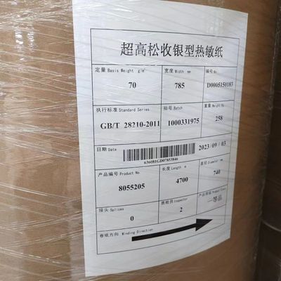 Carta termica a immagine blu-nera 45-70GSM Jumbo Roll per banconote/fax/ATM industriali