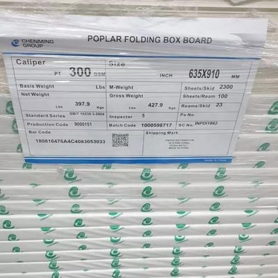 Rivestimento a lato unico 250g300g Pulpa chimica-meccanica Cartone pieghevole per cartoline